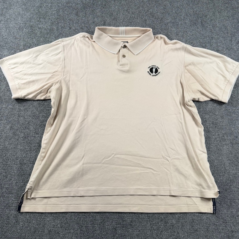 Adidas Polo Shirt Mens 2XL Beige The Open 2006 Royal Liverpool Golf Sport Casual